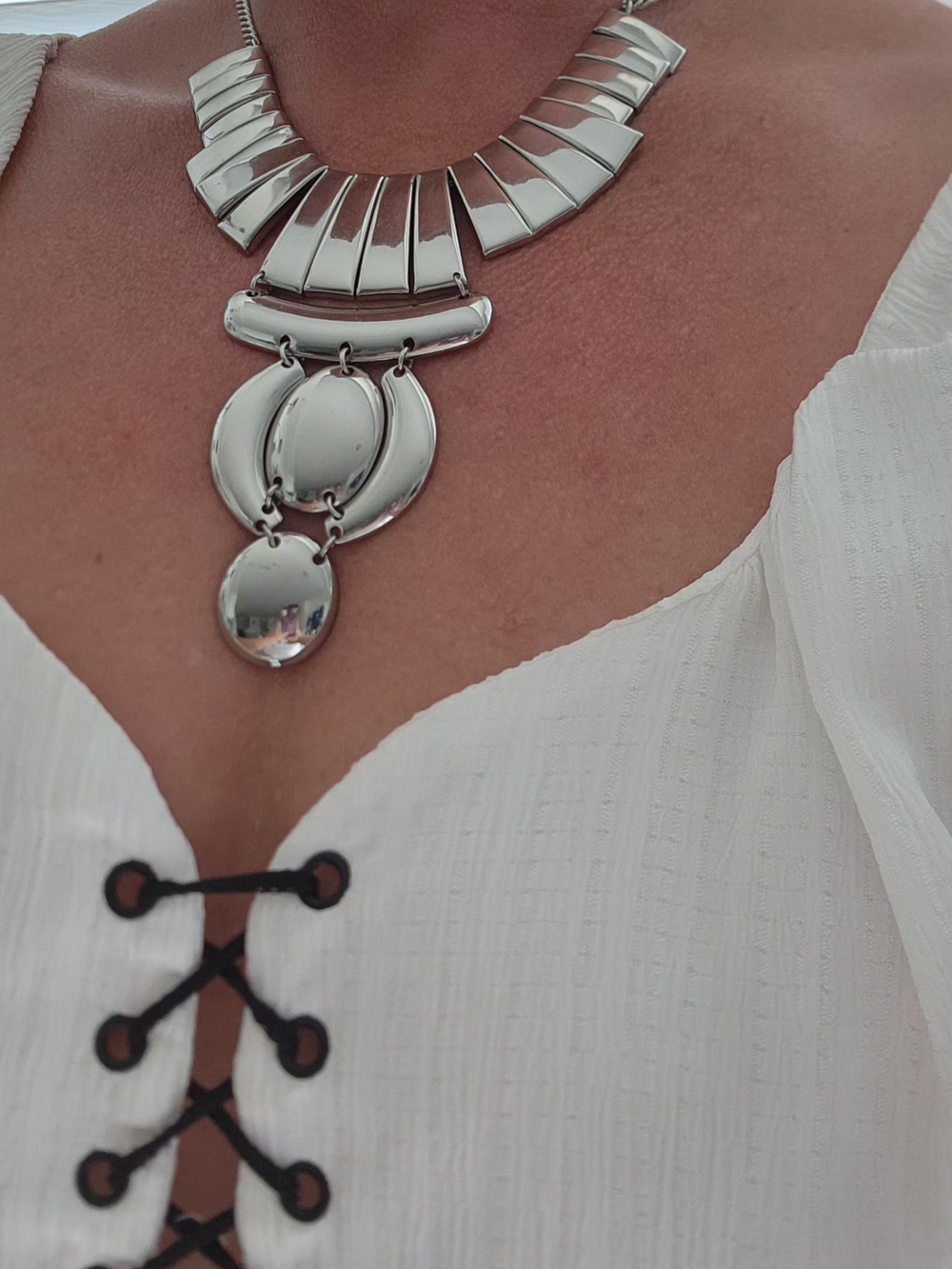 Silver Statement Pendant Necklace - Women Jewelry